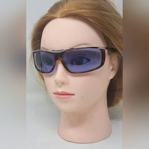 NWT Gucci Women's Sunglasses Vintage Y2K Wrap Havana Blue GG1420/S 65-13-115 - Picture 2 of 15